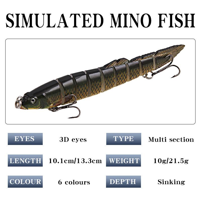 6PCS Nine Section Simulated Loach Fake Bait Sea Fishing Bait
