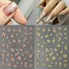 Nail Art Stickers, Imitation Hand-Painted Golden Branches, Jade Leaves, Bronzing Flowers, Flower Petals, Adhesive Nail Stickers