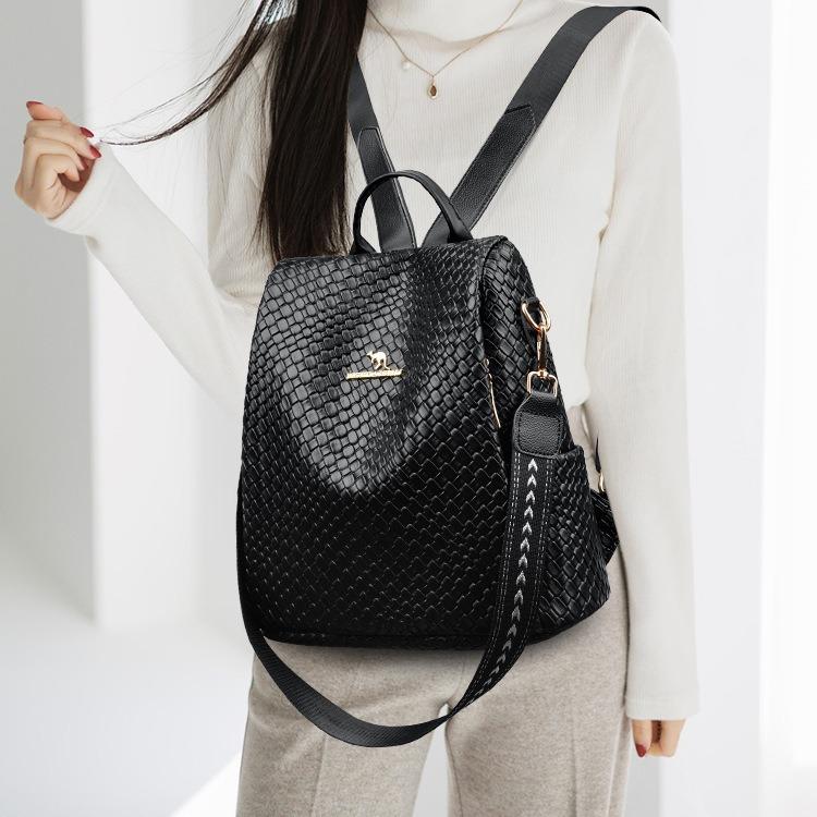 Новый популярный плетеный кожаный рюкзак, многофункциональный противоугонный студенческий рюкзак, дорожный рюкзак для студентов