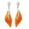 [R6999] - Silver Orange 'Nora' Designer Earrings - 70x20 Mm