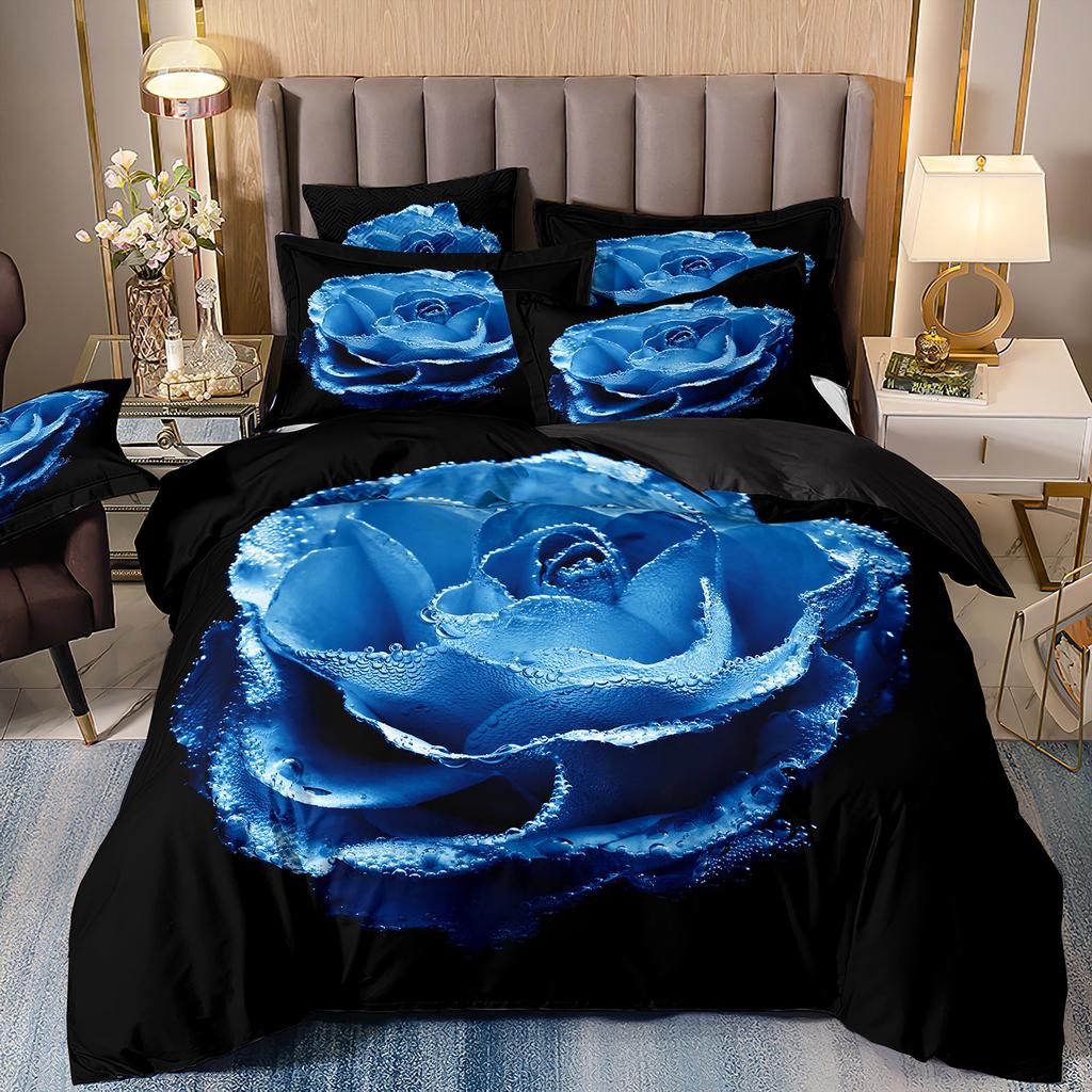 Красная Роза 3D Цветочный Пододеяльник Комплект постельного белья Цветочное Постельное Белье Двуспальная Простыня Одеяло Летнее Одеяло Королевский Размер