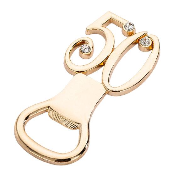 Отличная открывашка для напитков 50 номеров золотого цвета с открытой крышкой