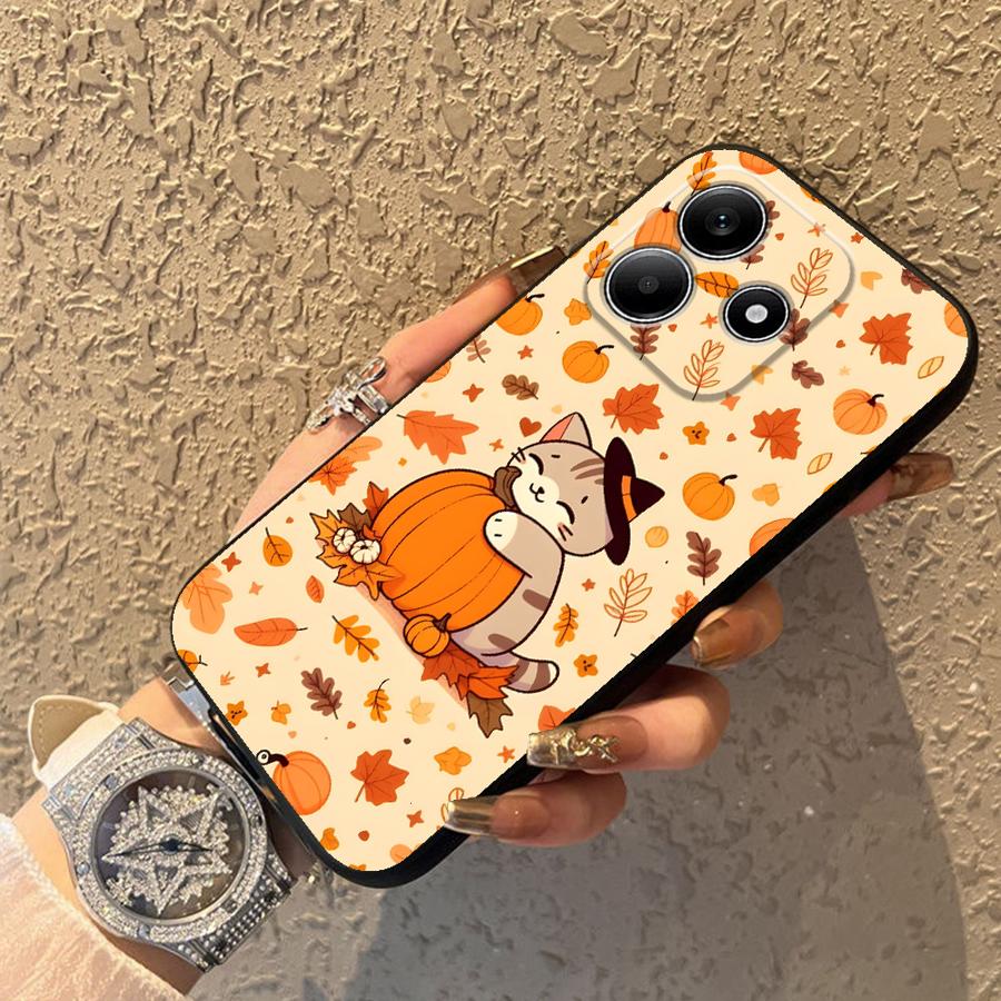 Чехол для Xiaomi Redmi Note 9S 9 10 11 12 Pro 11s 13 14 Pro Plus 12s 10S 7 8 Черный Мягкий Чехол для Телефона Тыква Кошка