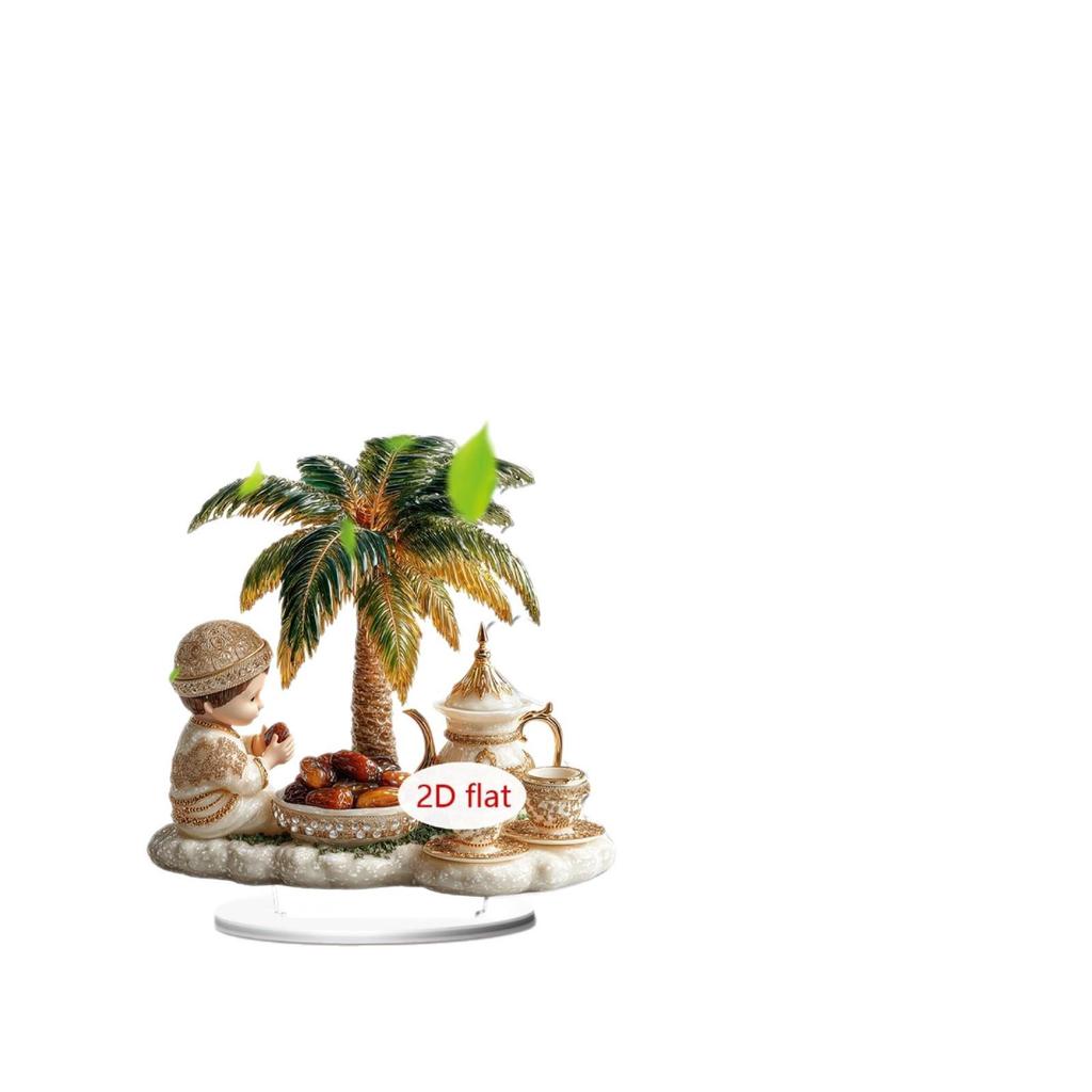 Pink Floral Moon & Lanterns Acrylic Desktop Ornament