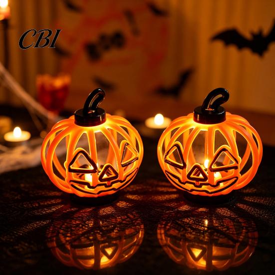 Halloween Pumpkin Lights Lantern, LED Light Up Hollow Ornament, Battery Operated Statue with Warm for Indoor Outdoor Party Decor Creative Holiday