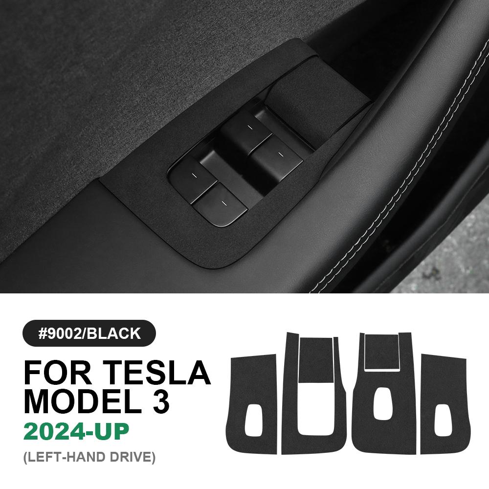 Italian Top Suede for Tesla Model 3 Highland 2024-Up Window Lifter Switch Control Panel Trim Sticker Car Interior Accessories