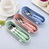 Child's Portable Cutlery Set with Cartoon Handle - Stainless Steel Fork and Spoon Gift Box for Kindergarten Feeding