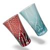 Takumibifu Dinner Luxe Kiriko Pair Glass Cup Long 8.6×14.8cm 400cc Ranbori Komon Sky Blue & Red Kog