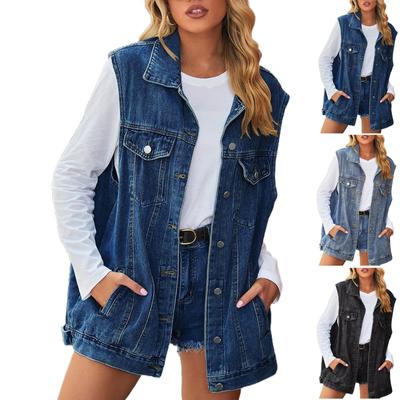 Женская повседневная свободная винтажная джинсовая жилетка