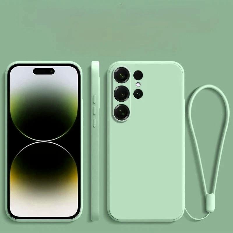 Оригинальный чехол из мягкого жидкого силикона с ремешком для Samsung Galaxy S26 S25 Edge S24 S23 S22 S21 FE Ultra Plus, ударопрочный