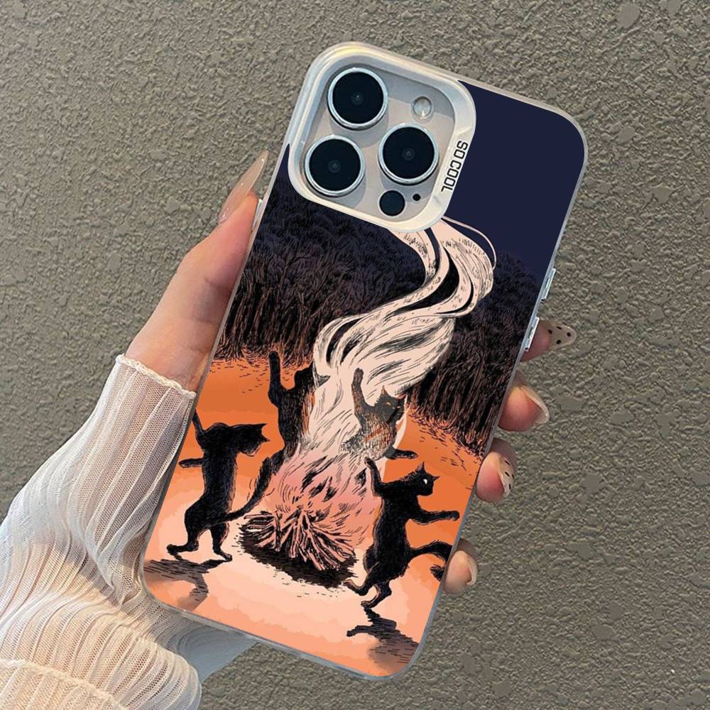 Dark Funny Monster Cat Phone Case For iPhone 17 Air 16 15 14 11 12 13 Pro Max Plus X XR XS Colored Silver Hard Cover