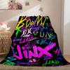 1 шт. Современное фланелевое покрывало в стиле граффити, с принтом персонажей Jinx & Boom, многоцелевое для дивана, кровати, путешествий и кемпинга