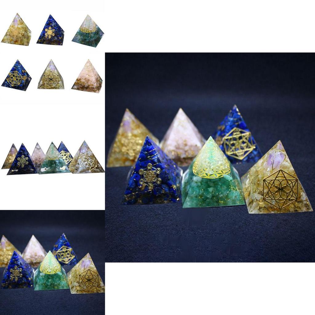 Stunning Orgonite Pyramid Featuring Vibrant Natural Crystal Macadam For Reiki Healing
