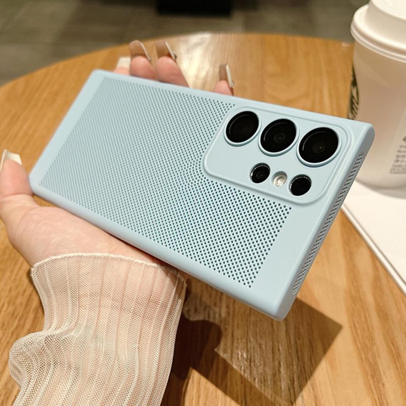 Сетчатый дышащий чехол для рассеивания тепла для Samsung Galaxy S23 S22 S21 Note 10 Plus 20 Ultra S20 FE A73 A53 A52 A54 Жесткий чехол для ПК