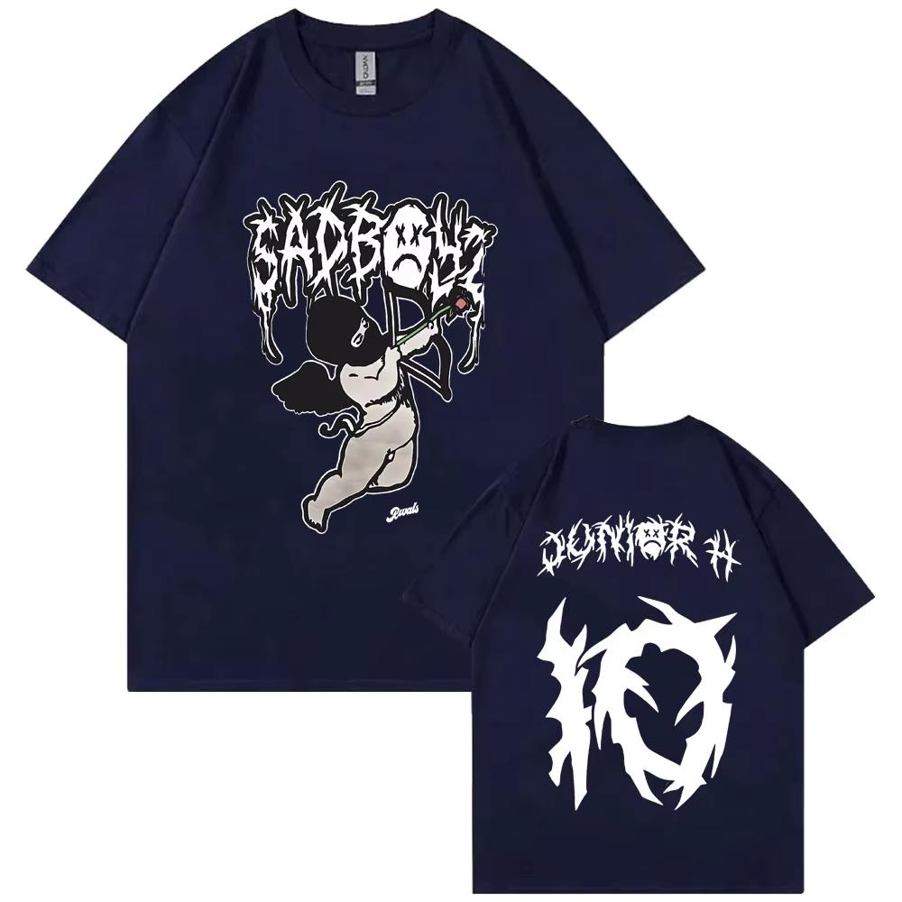 Футболка с графикой Singer Junior H Sad Boyz Летняя Мужская Женская Хип-Хоп Оверсайз Харадзюку Короткий Рукав Мужская Повседневная Футболка из Чистого Хлопка