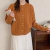 Женский трикотажный топ на пуговицах в осеннем ретро-преппи стиле, свободный короткий кардиган-свитер с кабельным узором