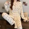 Spring and Autumn New Ladies Korean Pajamas Homewear Set Girls Sweet Bow Pajamas Student Niche Leisure Pajamas Homewear Set
