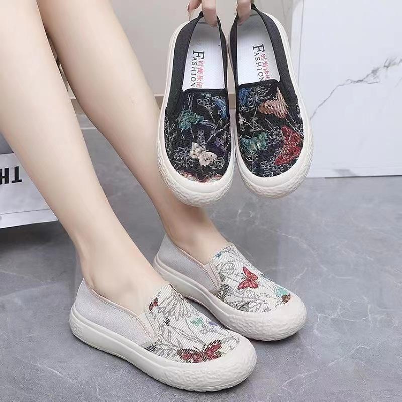 Женская обувь Обувь для рыбалки Удобная дышащая парусиновая обувь Обувь для поездок на работу с мягкой подошвой