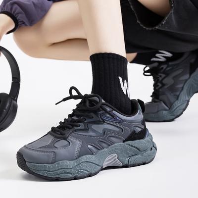 2025 осень кроссовки папа женские универсальные повседневные спортивные туфли на платформе модные увеличивающие рост женские туфли серебристые кроссовки