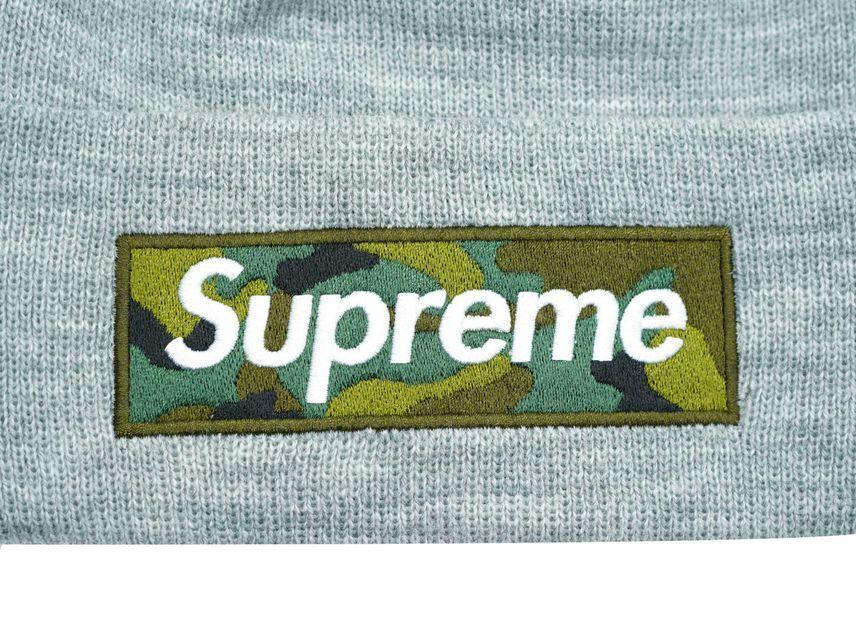 Supreme Шапка-бини New Era с логотипом-коробкой, серо-меланжевая, 23FW