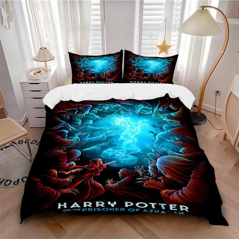3pcs Harry Potter Bedding Set, Soft Polyester Duvet Cover and Pillowcases Machine Washable Seasons all suitable 09