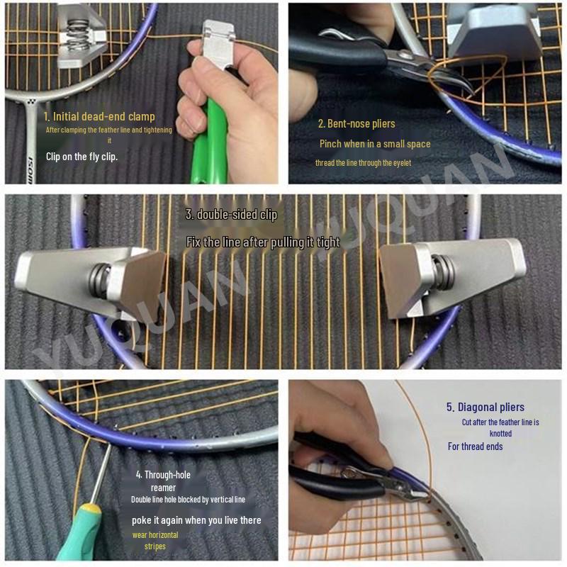 Набор инструментов для самостоятельной натяжки струн и фиксации бадминтонных ракеток