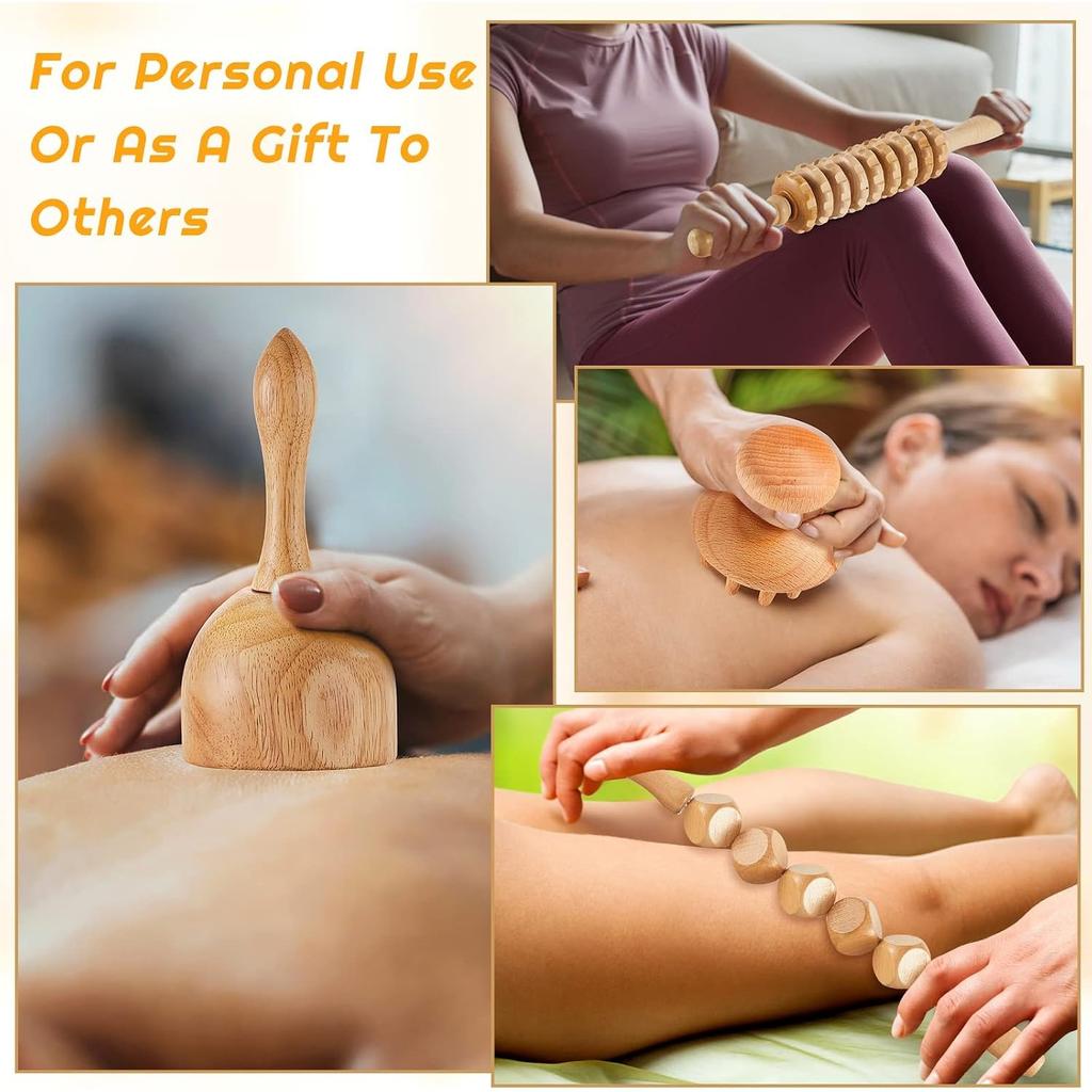 16-in-1 Wood Therapy Massage Tools Set for Body Sculpting Lymphatic Drainage Massager Maderoterapia Kit Therapy Tools Muscle Pain Relief Women Face