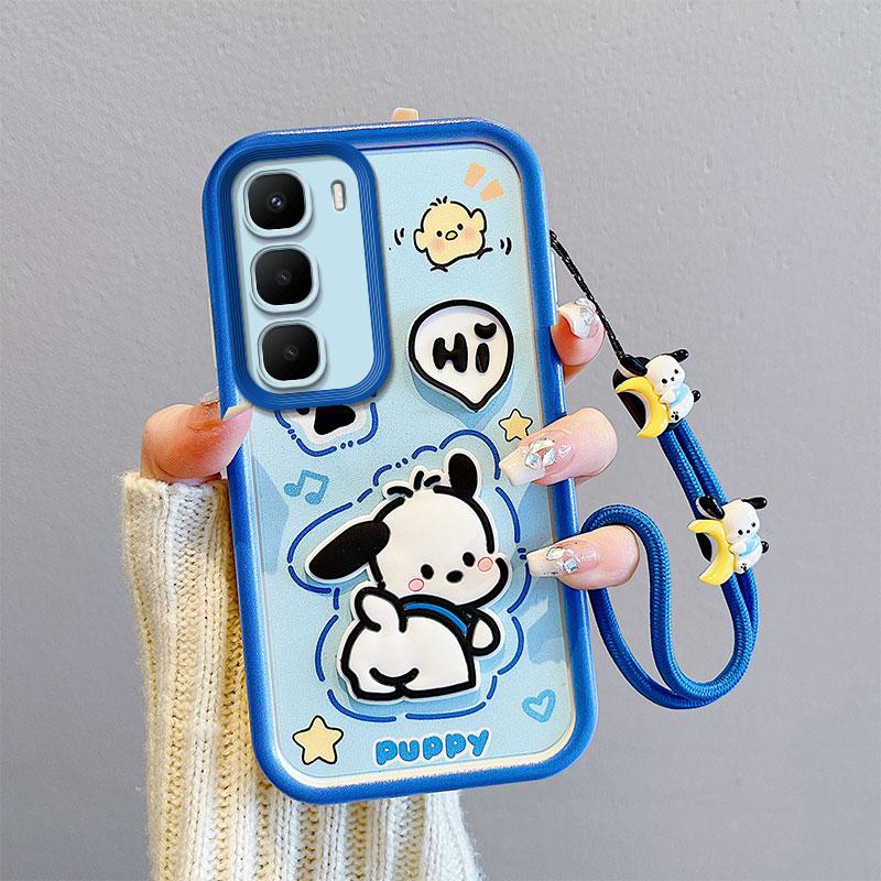 KEYSION Shockproof Case for Infinix Hot 60i 60 5G with Lanyard Soft Silicone Cute 3D Cartoon Doll Phone Back Cover for Infinix Hot 60 Pro+