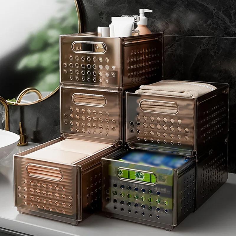 Stretchable Storage Drawer Large Capacity Kitchen Cabinet Organizer Snacks Cosmetics Storage Box Wardrobe Organizer Save Space