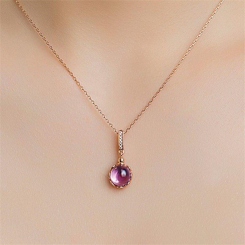 BELLA BOX Модные подвески с аметистом, классические круглые украшения с фиолетовым цирконом