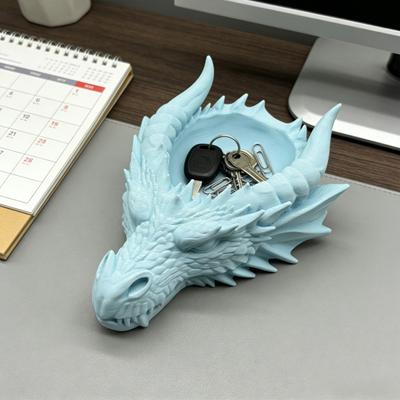 Подставка для ключей "Голова дракона" 3D-печать, пепельница-дракон, фэнтезийный лоток для хранения, органайзер для прихожей, рабочего стола для ключей, монет, украшений