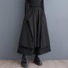 Black Cotton Plus Size Vintage High Waist Casual Loose Spring  Autumn Wide Leg Skirt Pants Women Trousers