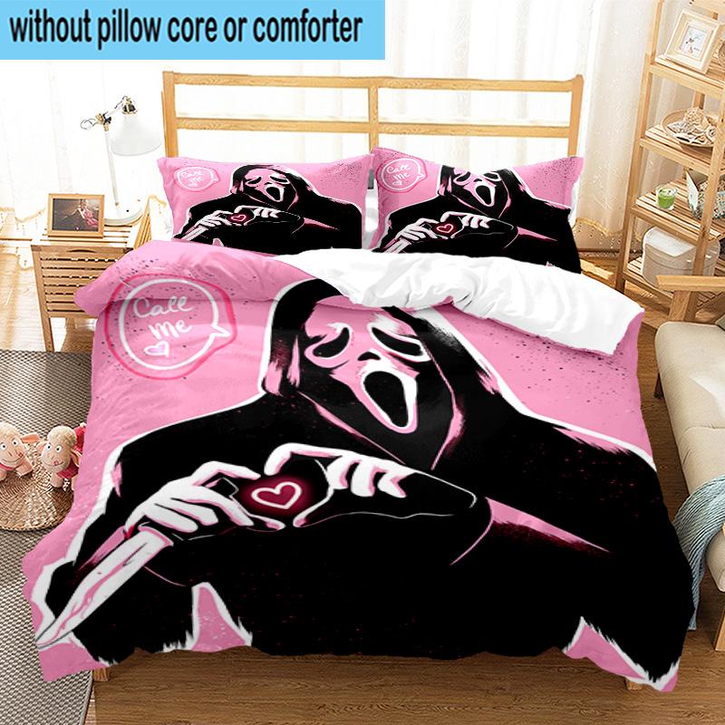 1PC Scr-eam Horror Movie 3pcs Bedding,Including 1pc Duvet Cover And 2pcs Pillowcases Perfect for Christmas,Ideal for Bedroom, Dormitory