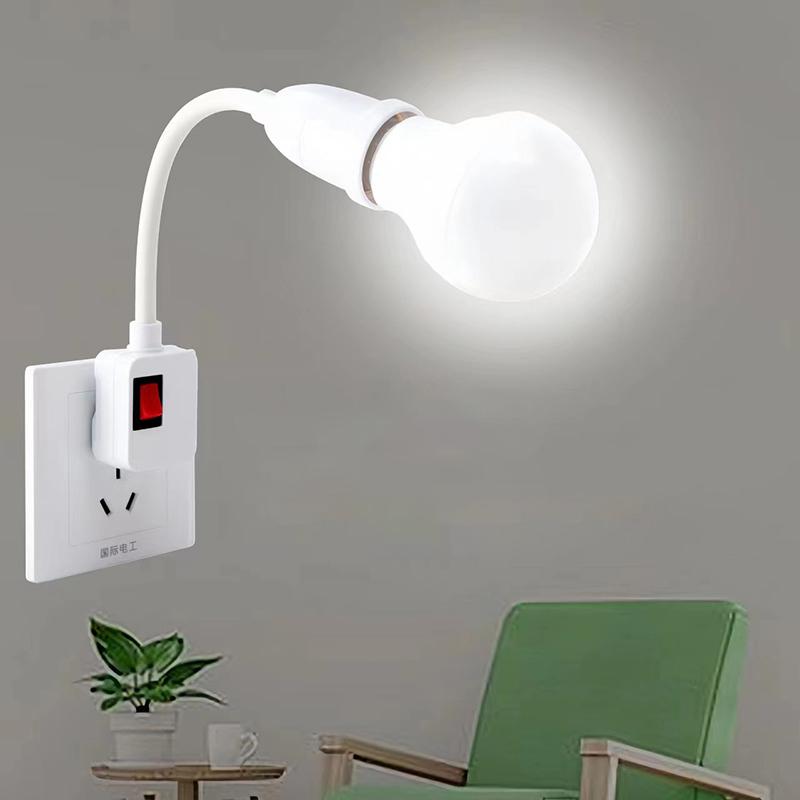 Патрон для светодиодной лампы E27, регулируемый гибкий изгиб с выключателем, энергосберегающая светодиодная настольная лампа