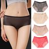 Women Panties Seamless Mid Waist High Elasticity Thin See-through Transparent Ice Silk Anti-septic Lady Underpants