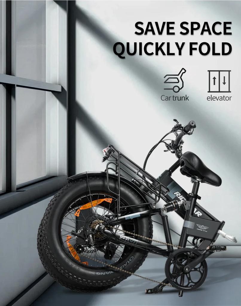 Новинка 2024 года, горный электровелосипед H20 Pro, 2000 Вт, мощный двойной электровелосипед для снега, 48 В, 23 Ач, 20 дюймов * 4,0, складной электровелосипед с толстыми шинами