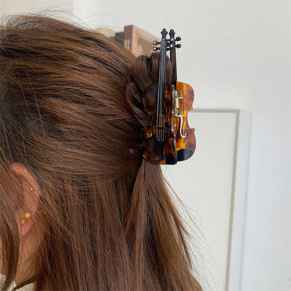 Фортепиано Ацетат Гитара Заколка для волос из ацетата Большая заколка-акула Милая музыкальная заколка для волос На каждый день
