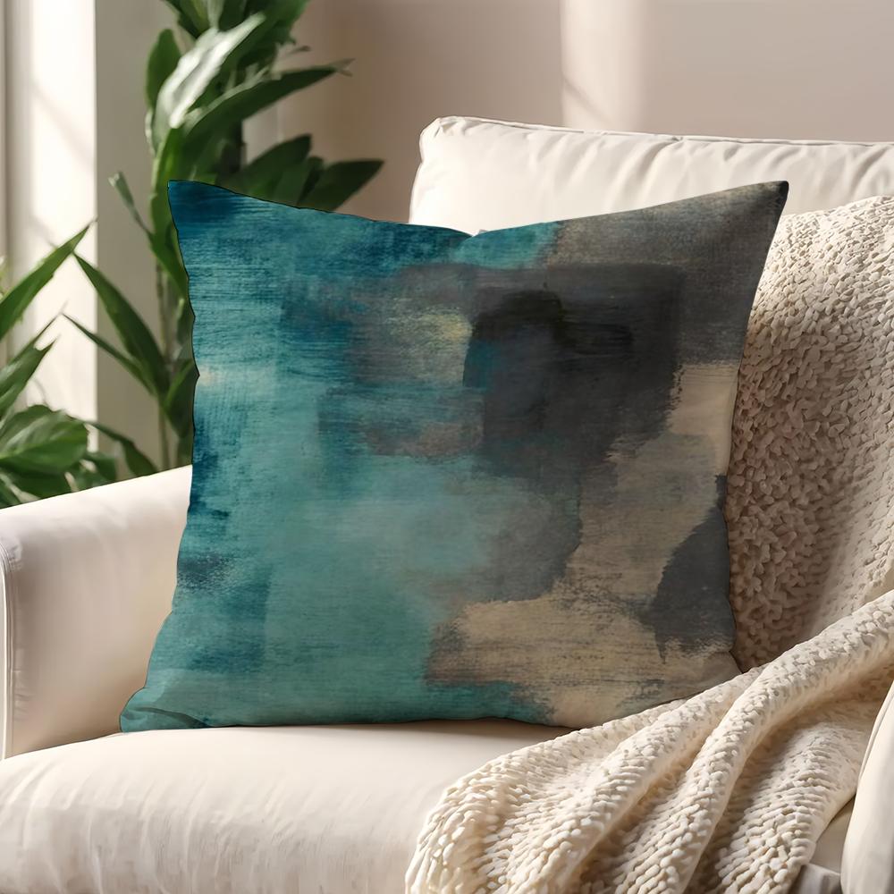 Dark Blue Abstract Lines and Color Blocks cushion cover For Pillow Printing Sofa Decoration Home Room Office Nordic Simplicity