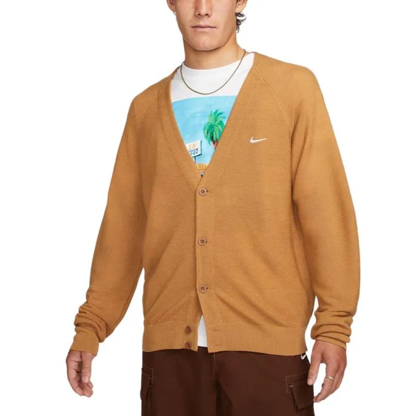 Nike SB Skateboard Cardigan Asia Sizing Elemental Gold (Unisex) Knitwear DQ6307 722