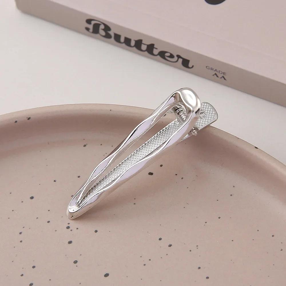 Изысканные Металлические Полые Заколки для Волос Золотого и Серебряного Цвета Сладкие Крутые Заколки для Челки Заколки-Уточки для Лба и Выбивающихся Волос Шпильки Стильные Головные Уборы