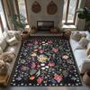 Черный цветочный богемный ковер с белой каймой, ковер с красочным узором и противоскользящей основой, уютный коврик для гостиной для домашнего декора