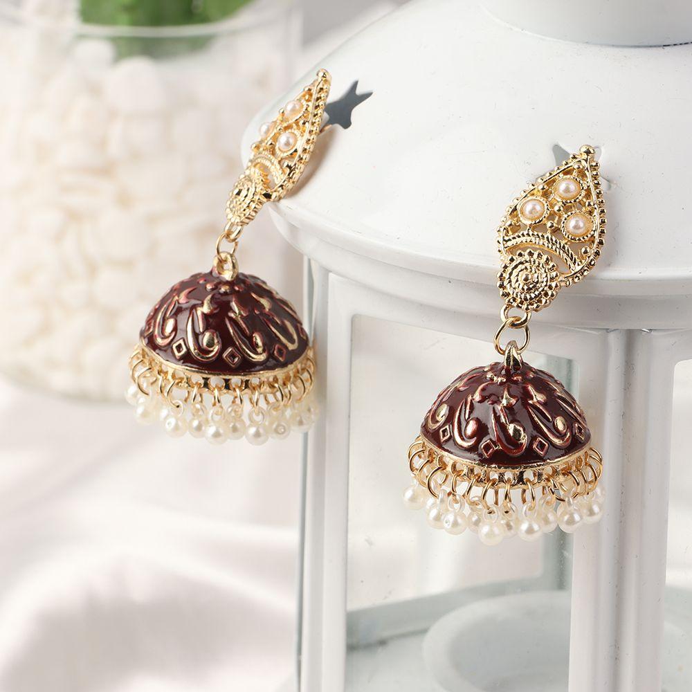 Jewelry Accessories Gypsy with tassel Vintage Indian Style Earrings Flower Bell Shape Pearl Beads