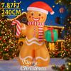 7.87FT Yard Party Decoration Inflatable Gingerbread Man Candy Cane Gift Box Toy LED Xmas Supplies Home Ornament Christmas Gift