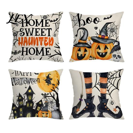Universal Sofa Cushion Protectors Halloween Ghost Cover, Spooky Skull Throw Pillow 18x18 Cute Print Home Textiles Inch Case for Living Room
