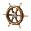 Nautical Wooden Ship Wheel with Brass Accent – 30 Cm Pirate Captain Steering Wheel Wall Decor