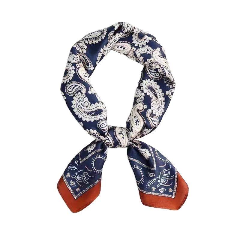 Beach Sunscreen Kerchief Luxury Design Square Scarves Women Popular 70X70CM Silk Hijab The Four Seasons Headscarf