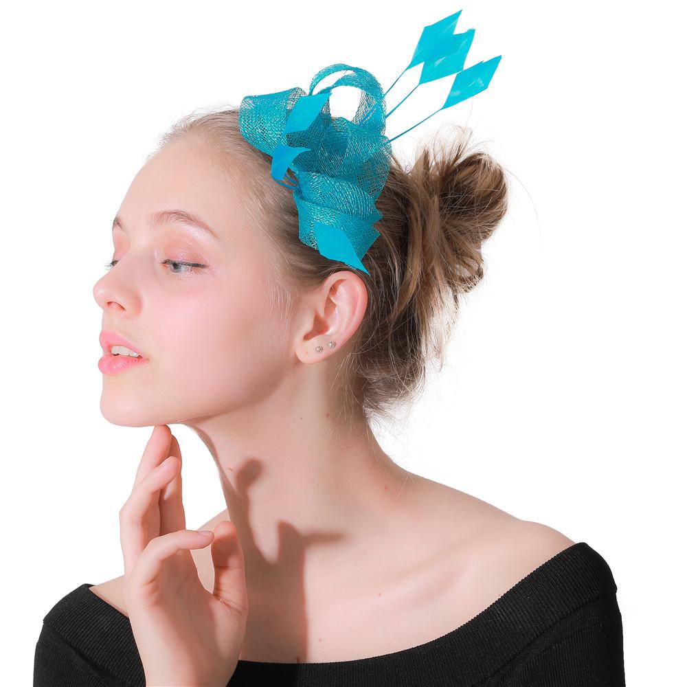 Linen Yarn Simple And Sweet Hair Comb Feather Headdress Bridal Lake Blue Linen Hair Accessories Head Flower