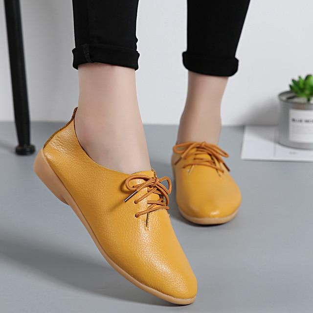 Genuine Leather Summer Loafers Women Casual Shoes Moccasins Soft Pointed Toe Ladies Footwear Women Flats Shoes Female