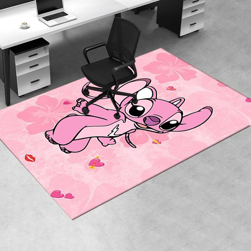 Office Rug Stitch, Pink theme 3D Printed Anti-Slip Rug-Machine Washable for Living Room