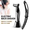 Electric Back Shaver with Ergonomic Handle IPX7 Waterproof Men Body Hair Trimmer USB Rechargeable Handheld Hair Remover Tool